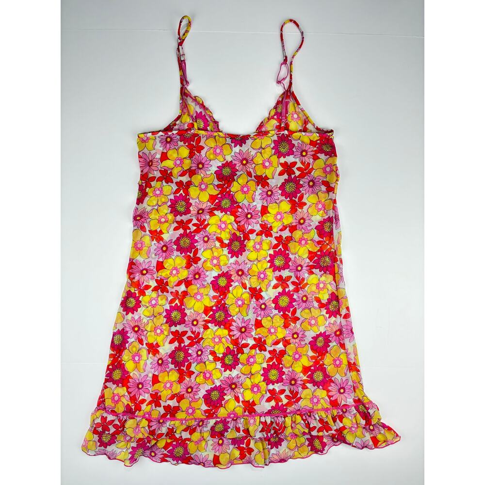 P.J. Salvage Sheer Floral Babydoll Slip Dress Women’s Large Y2K Whimsy Pink - Picture 6 of 9
